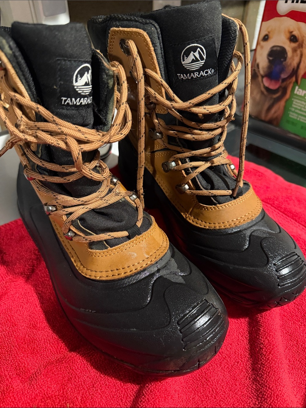 Tamarack Men's Black and Brown Waterproof Winter Boots